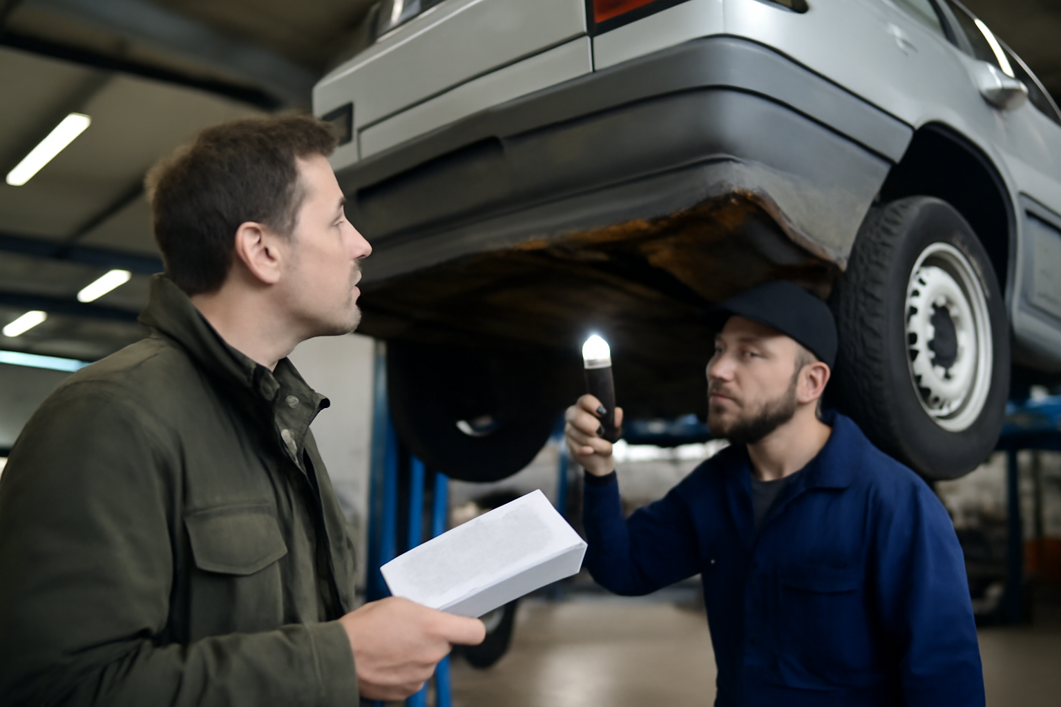 Inspection d’une Peugeot 309 d’occasion : dessous de caisse et trains roulants à vérifier avant achat