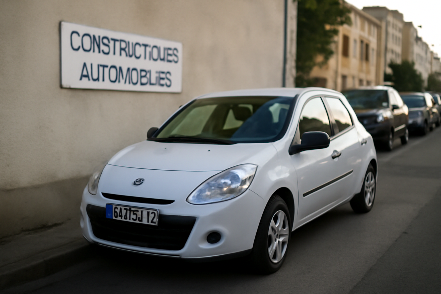 Marque de voiture en e sur une plaque d’immatriculation en France