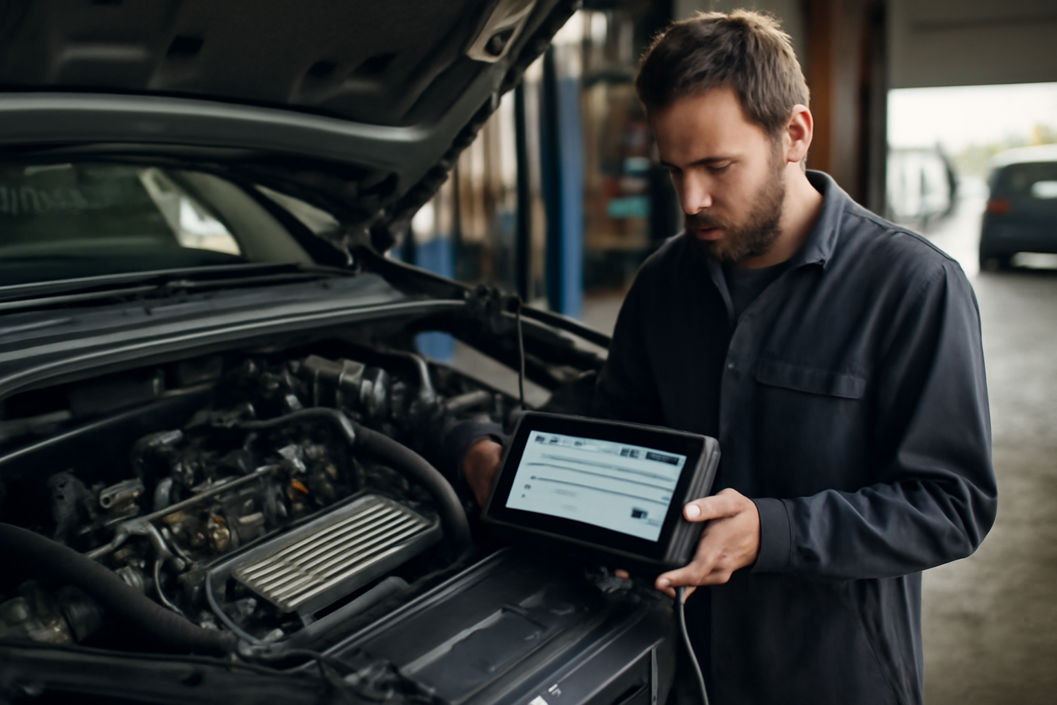 Diagnostic OBD p0299 : valise branchée sous le capot, mesures de pression de suralimentation